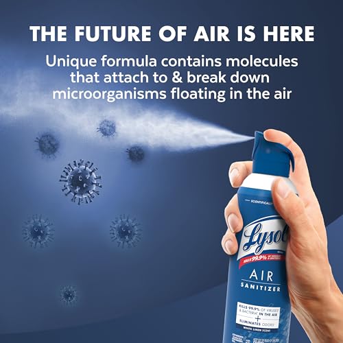 Image of Lysol Air Sanitizer Spray with Bacterial Odor Eliminator for Home & Office, Sanitizing Air Spray, Air Freshener Alternative, White Linen Scent, 10 oz (Pack of 3)