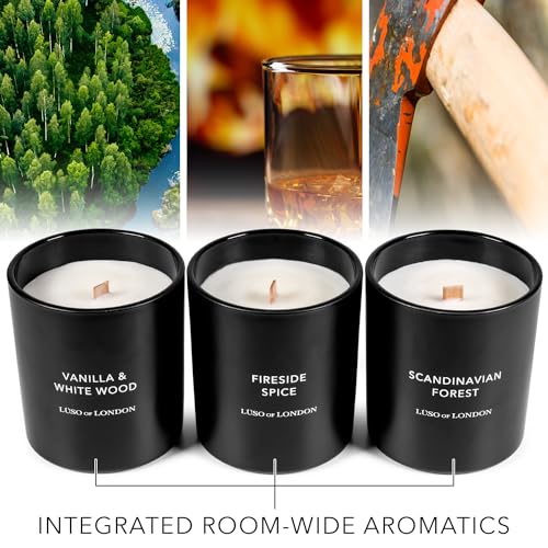 Lüso of London - ラグジュアリーキャンドルギフトセット、3つの大きなラグジュアリーキャンドル。印象的なブラックギフトボックス入り。 [3]