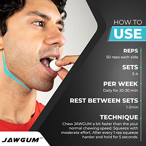Image of JAWGUM 8g each Chewing Gum for Double Chin Reduction, Chiselled Sharp Jawline, Reduce Face Fat Exercise for Muscle of Jaw & Toned Face, 30 pack