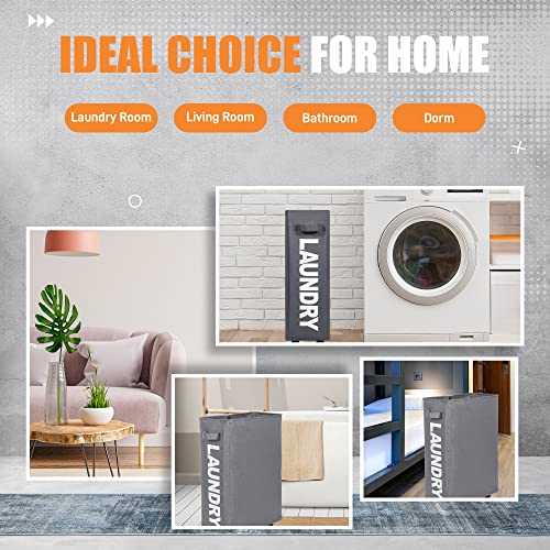 Caroeas 22" Rolling Slim Laundry Basket With Stand Foldable Waterproof Sorter And Organizer On Wheels Tall Thin Dirty Laundry Hamper Basket Home Corner Bin (Slim 22",Grey) #TOP3