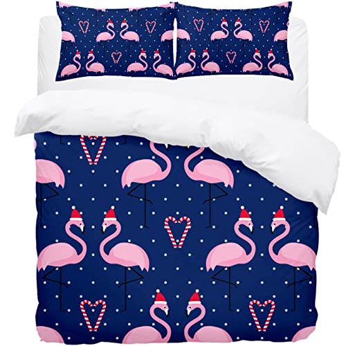 Housse de couette flamant rose Noël, parure douce de qualité