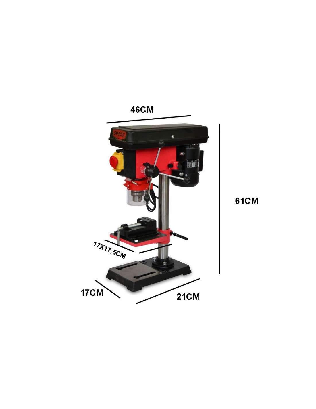 Spark - Taladro De Columna 500W, Taladro Vertical 220V, 9 Niveles De Velocidad, Altura 610mm, 400-2500 Rpm, Diámetro Máximo De Perforación 16mm, Taladro De Banco, Taladro De Mesa