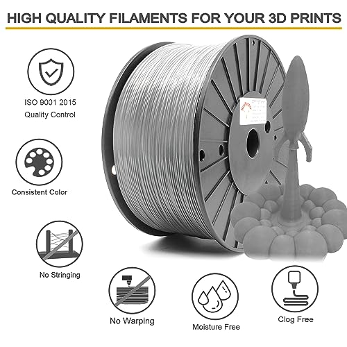Image of RepRapper Grey PLA Filament 1.75mm (±0.03mm), 6.6lb(3kg) Large Spool | Premium Easy-to-Print PLA Material, Smooth & Reliable Printing, Excellent Compatibility with Most FDM 3D Printers