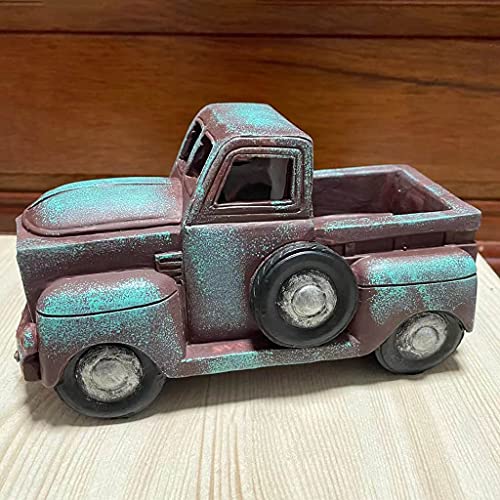 MYBOON Retro boerderij vrachtwagen standbeeld rustieke mini auto hars cactus plant pot sappige plantenbak, opslag… - Image 4