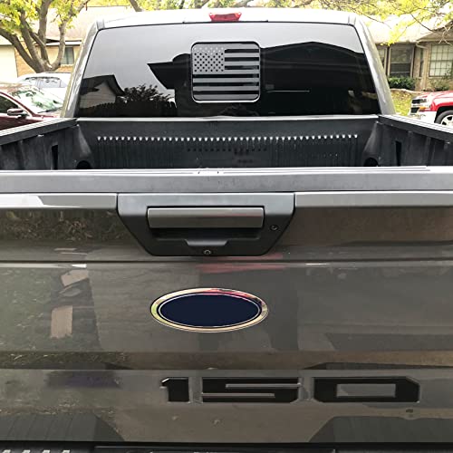 Image of for Ford F150 F250 F350 2015- 2023 2024 2025 2026 Rear Middle Window American Flag Decal, Matte Black USA Flag Sticker for Truck Back Glass, Patriotic Vinyl Decal for Ford Raptor Accessories