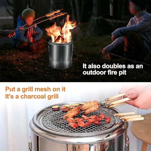 Barbecue portatile senza fumo a carbonella griglia a barile in acciaio inox Surround Charcoal Kebab Grill con 28 spiedini e griglia per barbecue all'aperto campeggio interno senza fumo