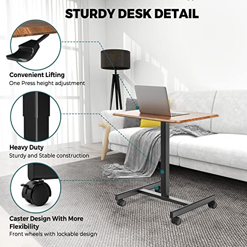 Zunmos Adjustable Height Medical Overbed Tables With Lockable Wheels, 28.5 Inch Small Standing Desk Desk Mobile Laptop Desk Bedside Rolling Laptop Table For Hospital And Home Medical Use #TOP3