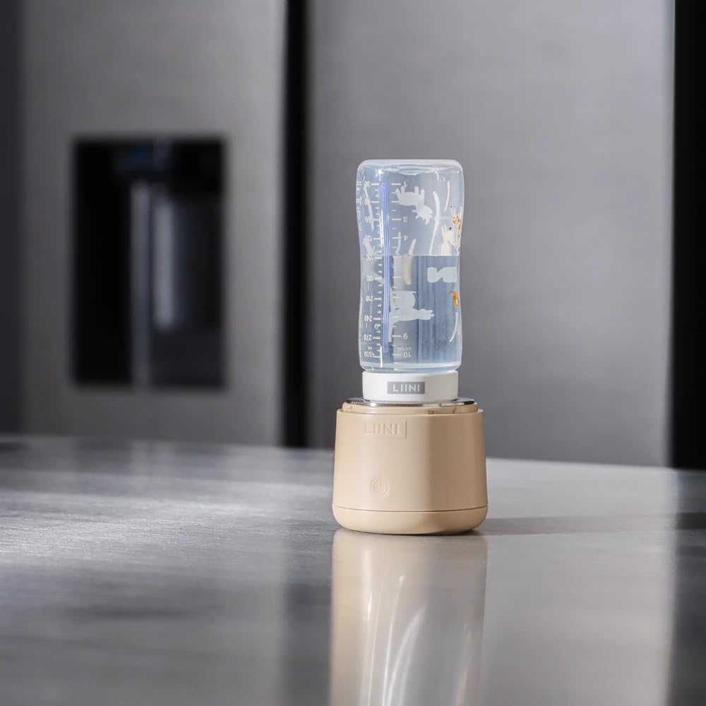 LIINI® 4.0 PRO Flaschenwärmer mit Akku, 75W, beige – IP66 staub- & strahlwassergeschützt, 4 Stufen 37/40/45/50°C, Akku 15.000 mAh, unterwegs & zuhause, USB-C Aluminium-Kabel 150 cm, BPA-frei, CE/RoHS