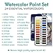 MozArt Supplies Watercolor Paint Essentials Set - Lightweight and Portable Metal Box - Lid Has 3 Partitions for Color Mixing - Easy-to-Blend Non-Toxic Formulation - 24 Vibrant Colors with Paintbrush