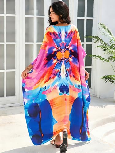 Image of Moss Rose Kaftan Dresses for Women Summer Swimsuit Cover up Caftan Dress