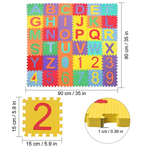 Tappeto Puzzle Per Bambini 86 Pezzi – Tappetone In Gomma EVA Con Lettere E Numeri Montessori – 189x189 Cm, Antiscivolo E Impermeabile - 4
