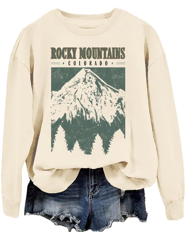 Colorado Sweatshirt Women Mountain Sweater Rocky Mountains Sweatshirt Adult Unisex Crewneck Tops