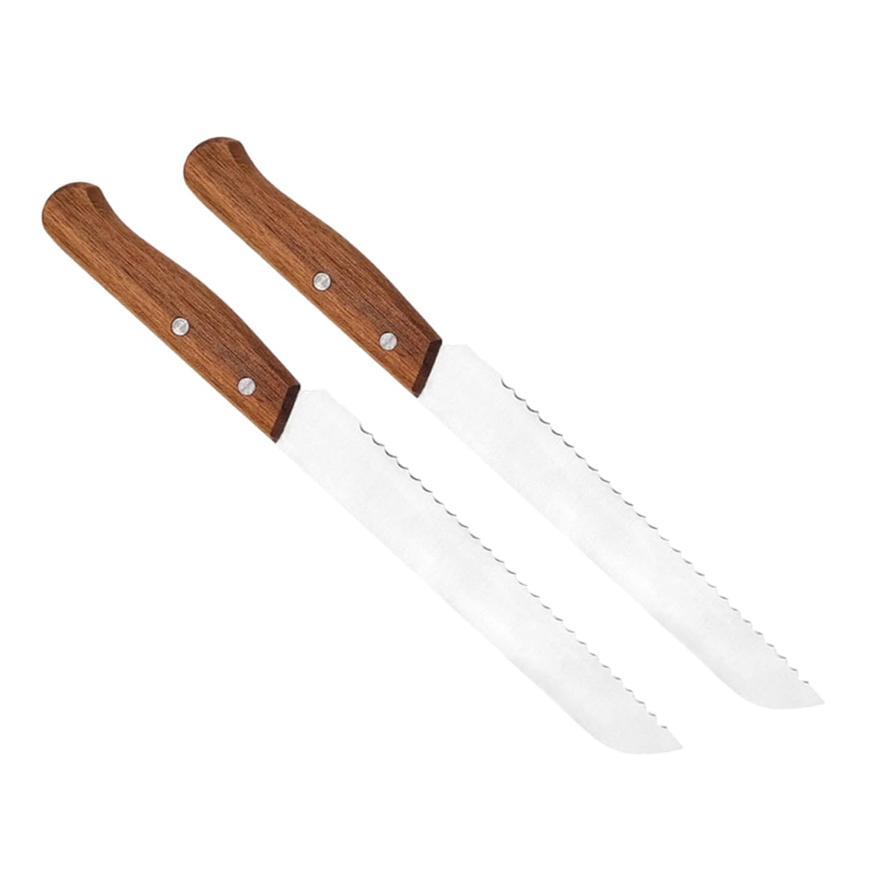 SOLUSTRE Wooden Bread Knife Set 2 Piece Serrated Japanese Bread Knife for Sourdough Baguette Cake Walnut Handle Thin Cutting Blade