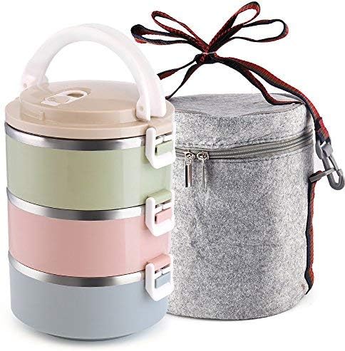 XINGBAO Stainless Steel 3-Layer Bento Lunch Box Food Containers with Insulated Lunch Bags