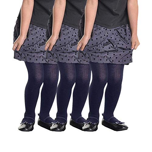 Angelina Premium 3 Pack Navy Blue Girl's Winter Fashion Tights (Large(7-10 yr))