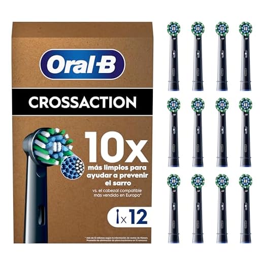 Oral-B Pro CrossAction Recambios para Cepillo de Dientes Eléctrico, Pack de 12 Cabezales, Negro - Originales (Tamaño Buzón)