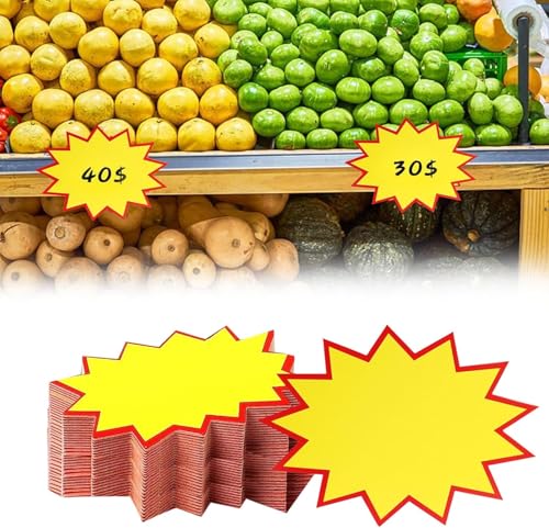 100 Piezas Etiquetas de Precio de Venta, Letreros de Precio de Venta, 8 x 11 cm Etiquetas Precios Tienda, Etiquetas de Precio Fluorescentes, Supermercado Etiquetas Ofertas Precios, para Precios