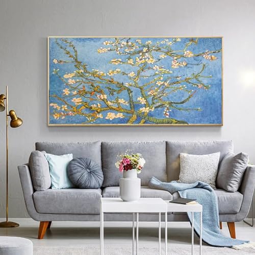 Toile peinture fleur de cerisier 70x140cm sans cadre pour decoration murale