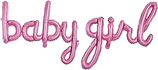 TONIFUL Baby Girl Letter Balloons-16 Inch Pink Baby Girl Shower Foil Balloons Banner for Gender Reveal Party Baby Birthdays Party Decoration