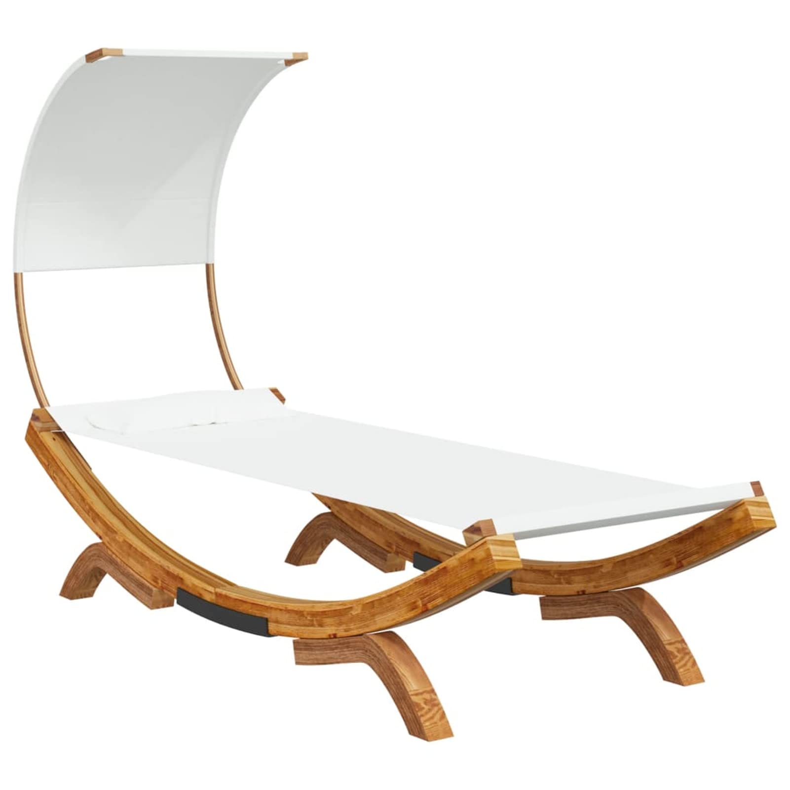 Homgoday Letto Riposo con Baldacchino 100 x 200 x 126 cm Legno Curvo Massiccio Crema, Bagno di Sole da Giardino, Letto da Campeggio per Spiaggia, Esterno, Balcone, Terrazza
