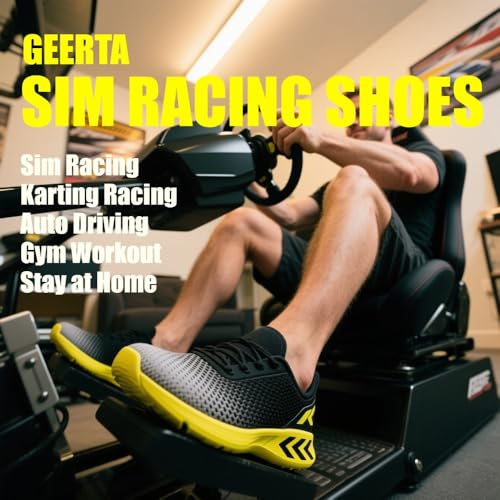 Sim Racing Shoes for Men Game Simulation Cockpits Karting - Home Gaming Enhanced Grip Sock Slippers Slip On Barefoot Driving Shoes with Hook & Loop Comfort Wear Grippy No-Slip Sole for Petal Control2