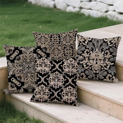 Housse coussin extérieur bohème 45x45 imperméable salon jardin carré lin - 4