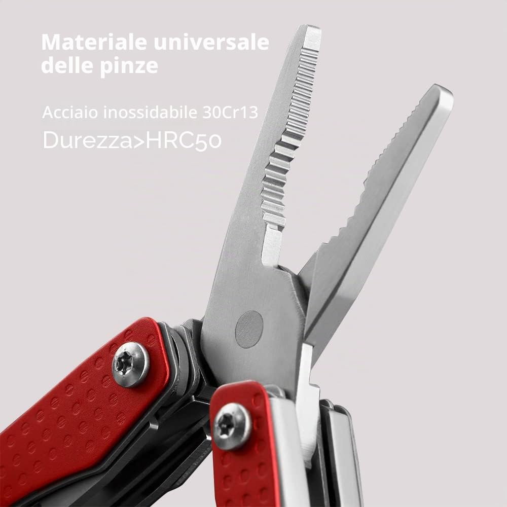 NexTool Mini Flagship Multitool, 10 In 1 Coltello Multiuso Pinza Multiuso Sattrezzo Multifunzione con Coltellino Apribottiglie Forbici Regali per la Festa del Papa, Regalo Festa del Papà-Rosso