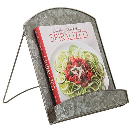 MyGift Rustic Galvanized Metal Cookbook Holder Stand, Recipe Book Stand for Kitchen Counter