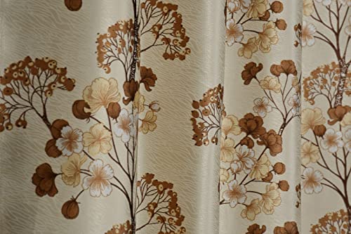 Image of Floral Print Semi-Sheer Curtains for Window 6 Feet, Pack of 1, Coffee