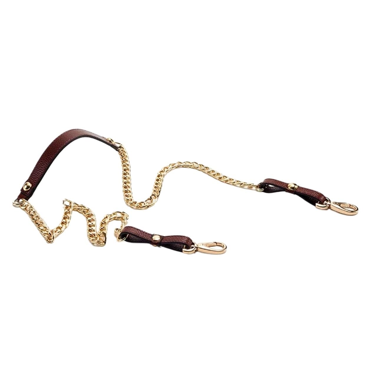 YUSUZH 1PCS 120CM Shoulder Bag Chain Aluminum with Leather Clasp Parts Buckle for Small Bag(Coffee)