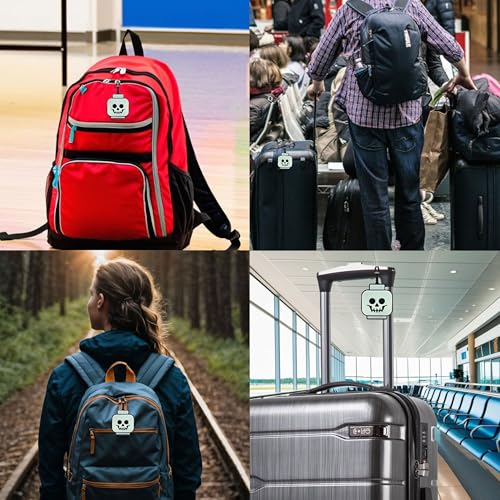 Lego Minifigures Bag Tag - Skeleton Head Glow in The Dark (53648), Trick or Treat Accessory, Halloween Theme Luggage Tag, Silicone3