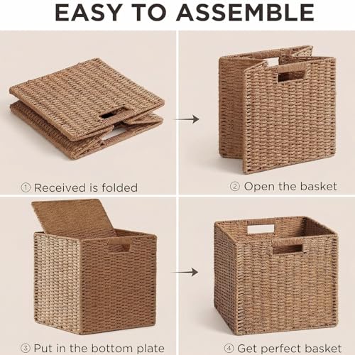 Panier de rangement en papier tressé design cube de rangement haut de gamme