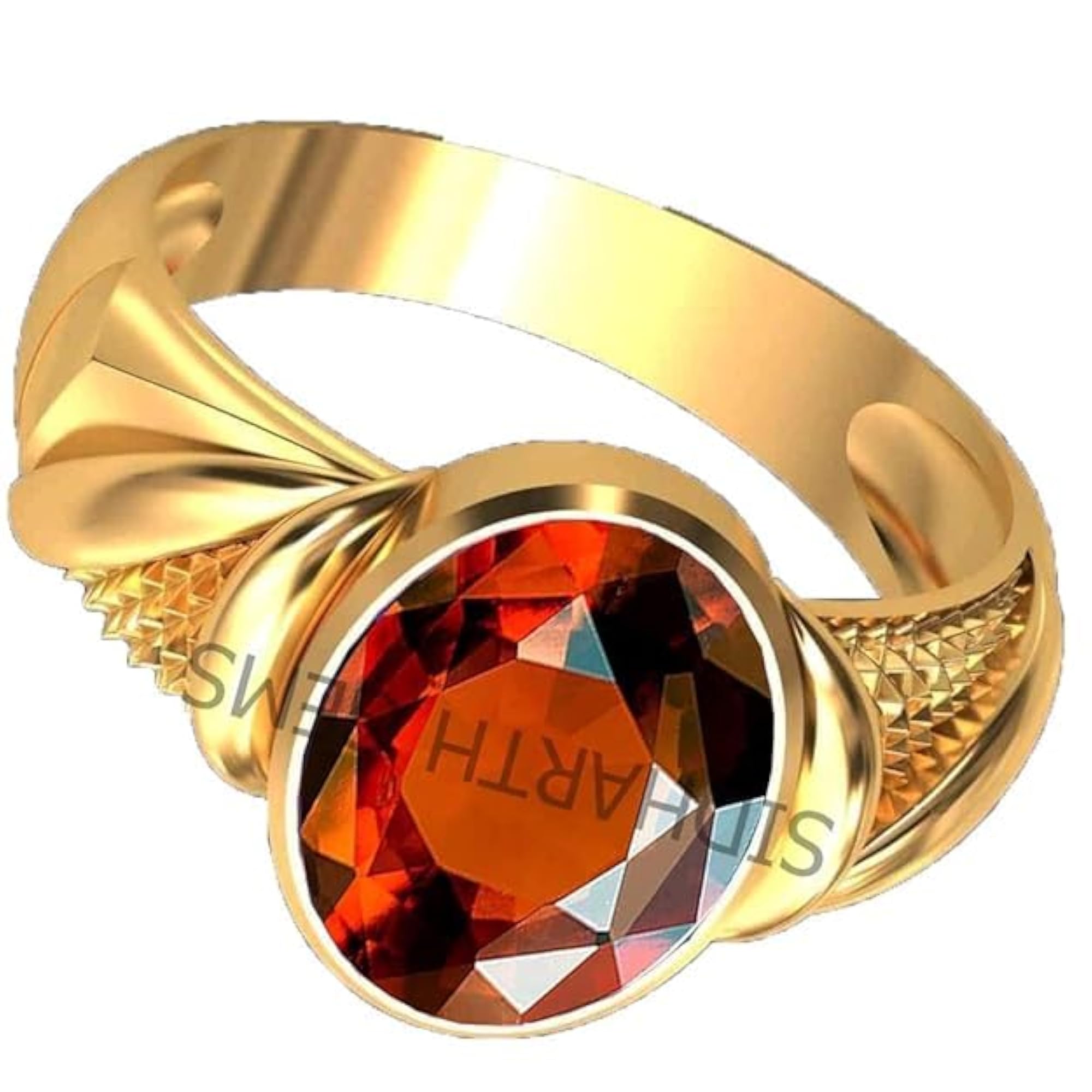 Men's Adjustable Hessonite Gomed Stone Ring