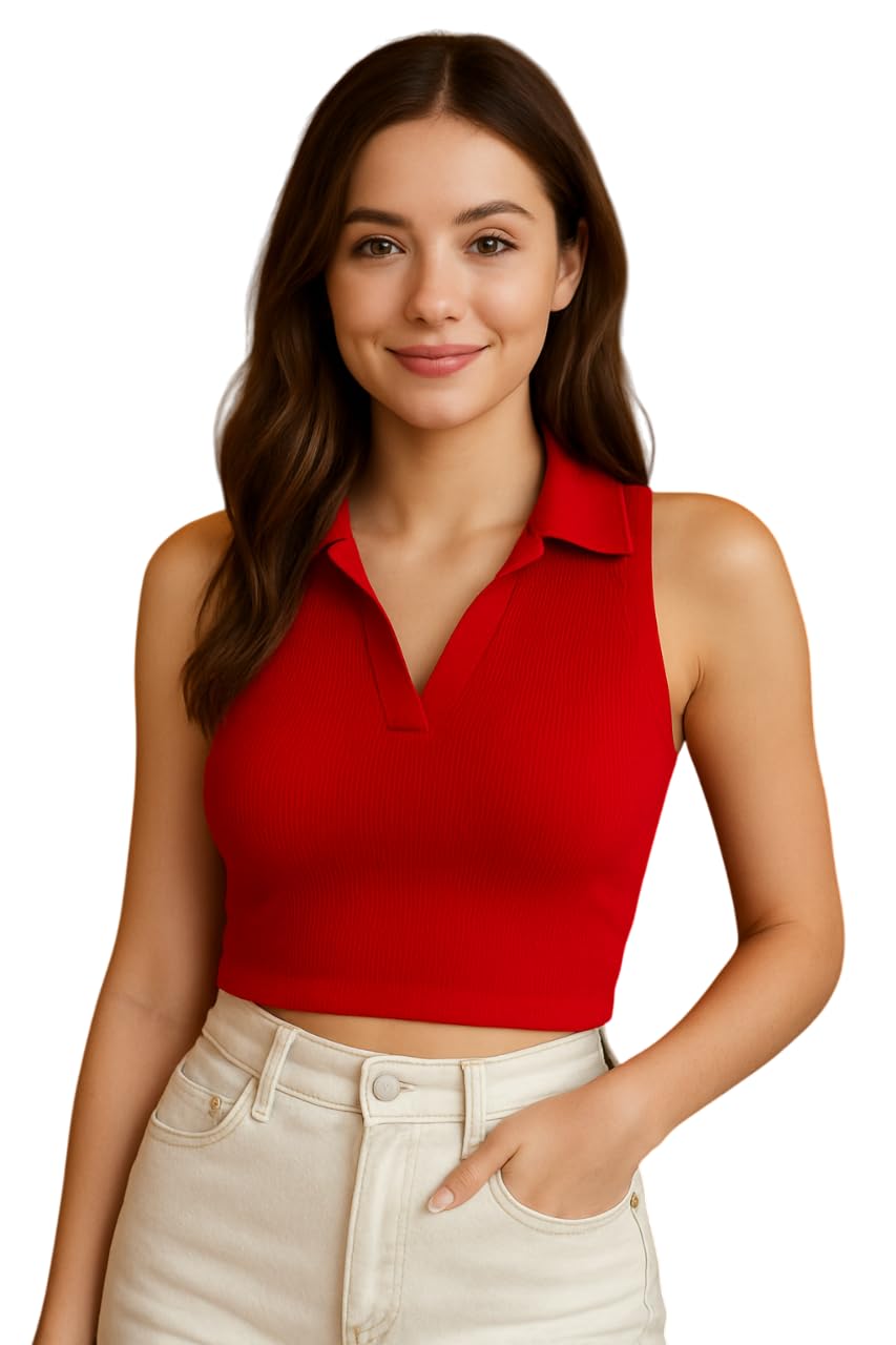 kateclo KATCELO Sleeveless Tops for Women Stylish |Trendy Tank Collar Top for Summer | Casual & Office Wear Women’s Blouse | Elegant Top for Daily Outfits-picture-14