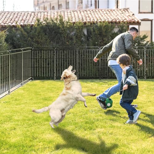 Image of Kfvigoho Heavy Duty Dog Playpen 12 Steel Panels 40 inch Height | Square Steel Pipe with Reinforced Crossbars, 27FT 57 Sq.ft Portable Dog Fence Outdoor for Yard & RV Camping, Snowy Black