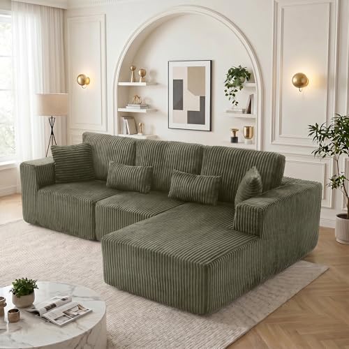 Image of 108 inch Boneless Couch for Living Room, L Shaped Modular Sectional Sofa