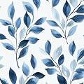 VOLEAAR Blue Leaf Boho Peel and Stick Wallpaper – 17.5" x 393" Self-Adhesive Vinyl Blue Floral Contact Paper for Bedroom Bathroom Walls, Modern Removable Wallpaper Decor in Navy and White