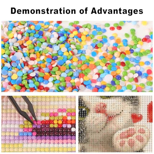 Image of Romantic Diamond Paintings Kits for Beginners, Full Round Drill Diamond Arts Kits for Adults, Cat Greeting Paint by Diamond, 5D DIY Diamond Painting Dot Gem Art, for Home Wall Decor 12x16 Inch