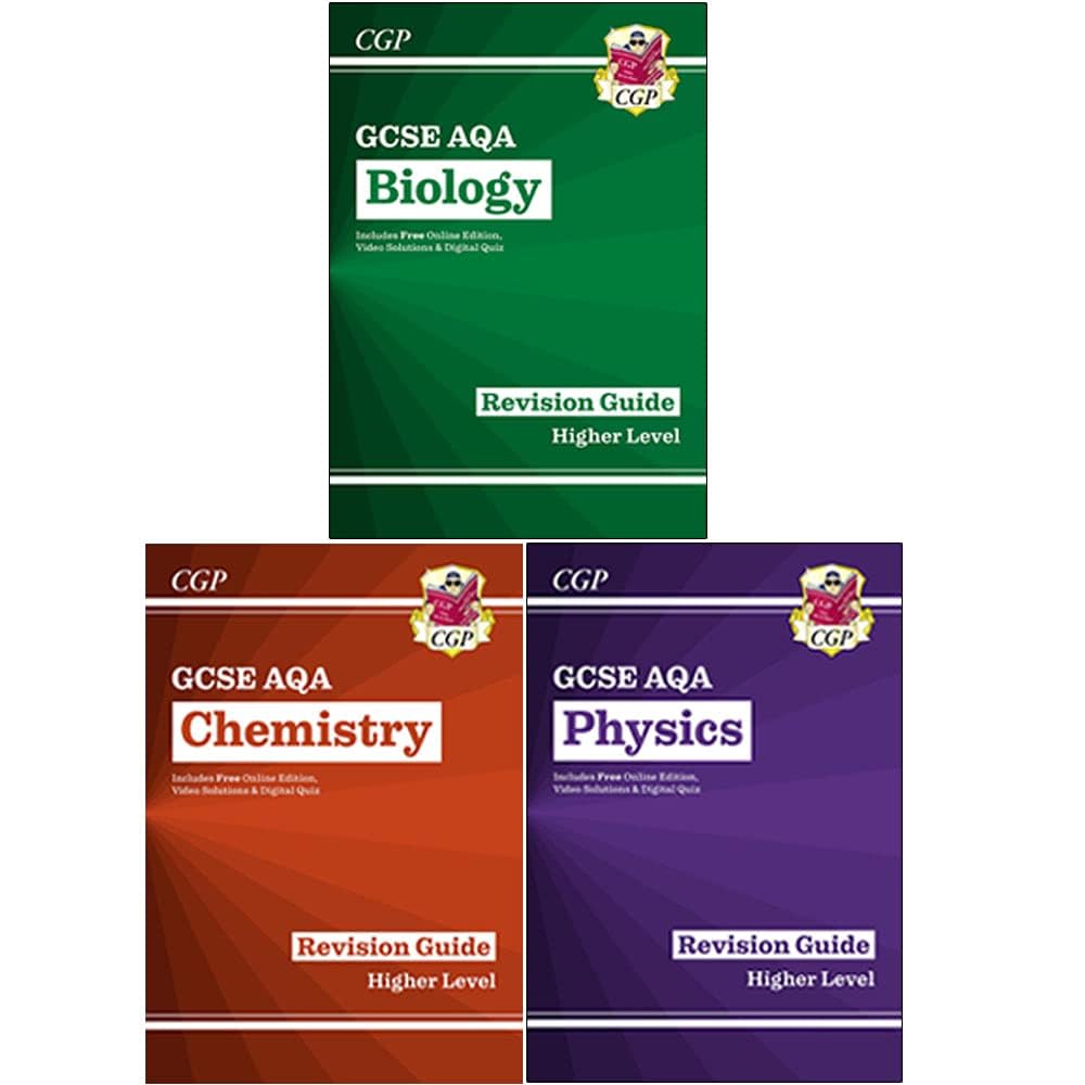 New Grade 9-1 GCSE Collection Physics,Chemistry and Biology 3 Books Bundle By CGP Books - AQA Revision Guide with Online Edition Paperback