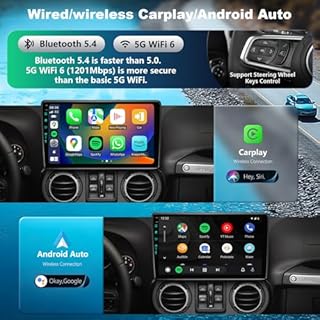 5G WiFi6(4Ram 64Rom) Car System for 10.2 Inch Jeep Wrangler/Patriot Radio,Upgrade Car Stereo GPS Navigation for JK Compass,Carplay Android Auto Mirroring Airplay SWC/AM+FM+RDS/HD-1080P