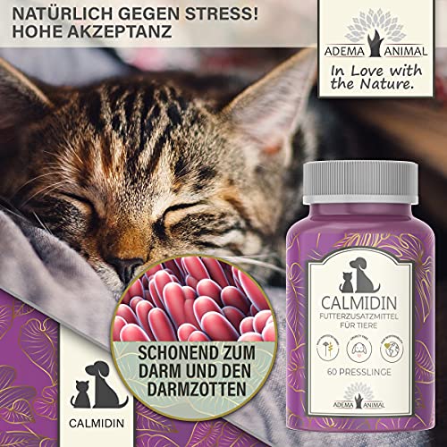 Adema Animal® - Calmidin Nahrungsergänzungsmittel zur Beruhigung für Tiere - Hochdosierte Baldrian Kapseln gegen Angst / innere Unruhe und Stress - Relax Kapsel für Hund und Katze - 60 Stk Presslinge