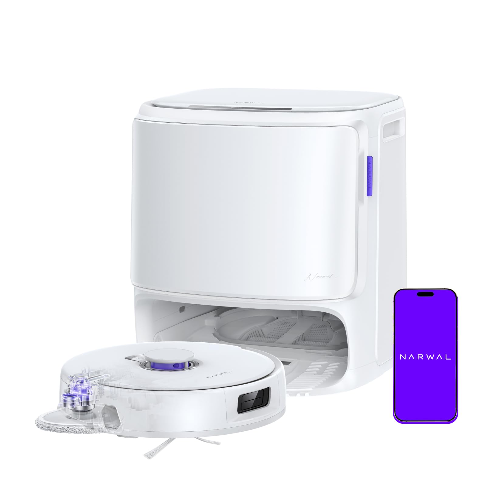 NARWAL Freo Z10 Pro Robot Aspirapolvere Lavapavimenti, 18500Pa, CarpetFocus2.0, DualFlow2.0 Anti-groviglio di Peli, Mop Estensibile, Navigazione Radar LDS, Acqua Calda a 75℃, Autopulizia e Asciugatura