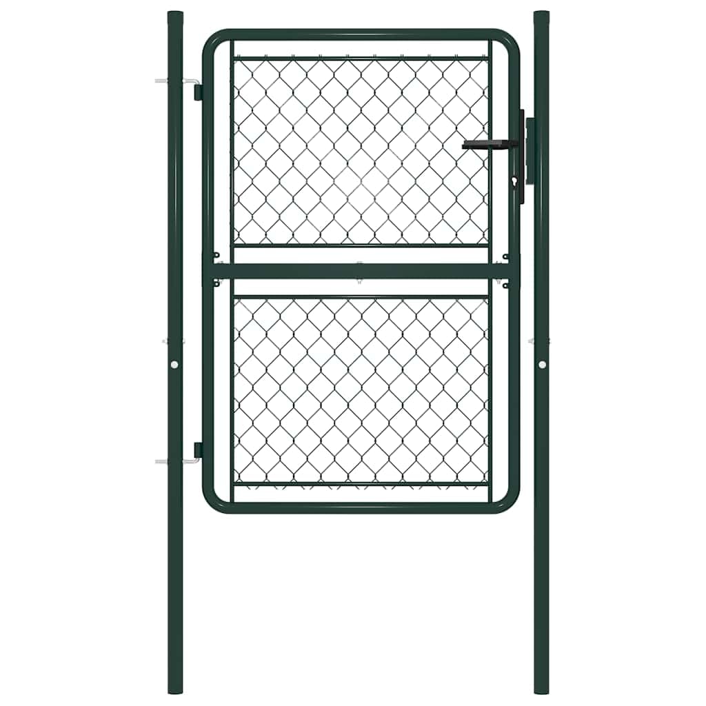 Cancello da giardino in acciaio, 100 x 125 cm, verde, cancello a battente con serratura e maniglia, rete metallica, resistente alla ruggine e alla corrosione, per sicurezza e passaggio