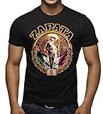 Interstate Apparel Inc Emiliano Zapata Mexico Flag Men's Black T-Shirt 2X-Large Black