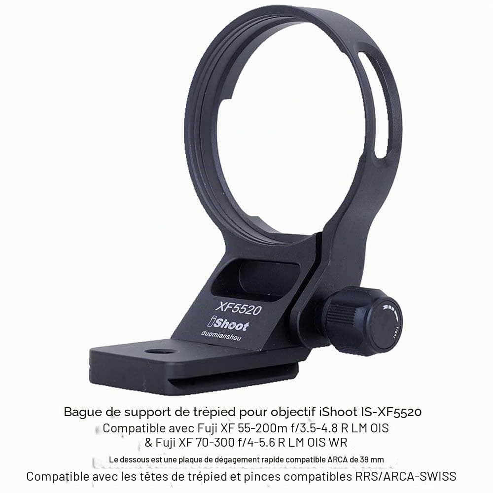 iShoot Bague de montage pour trépied compatible avec Fujifilm XF 55-200 mm f/3.5-4.8 R LM OIS & Fuji XF 70-300 f/4-5.6 R LM OIS WR, support d'objectif avec plaque à dégagement rapide Arca-Swiss Fit