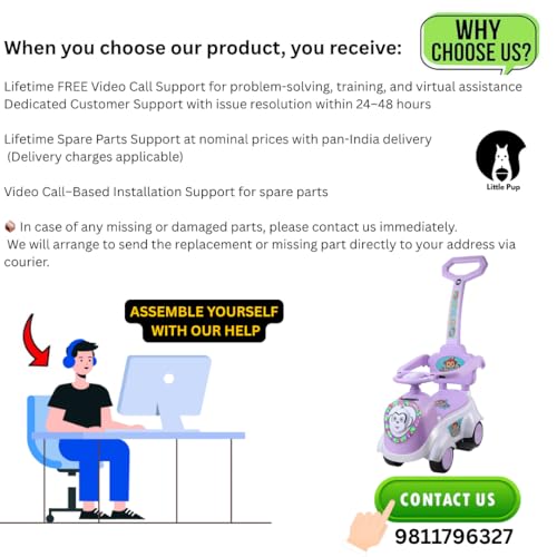 Image of Little Pup Musical Ride On Push Scooter for Kids with Lights & Sound, Parent Handle & Steering | Ride-On Toy for Babies (9 Months to 3 Years) | Indoor Outdoor Use