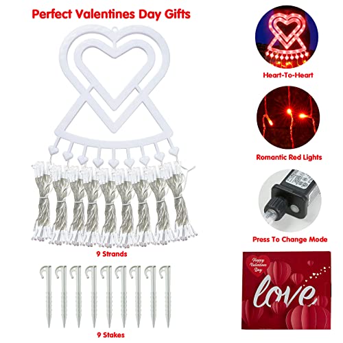 Valentines Day Decoration Valentines Day Decor Lights 309 Led 8 Modes Plug In Curtain Lights, Heart To Heart Shaped String Lights For Home Bedroom Wedding Indoor Outdoor Party Valentines Day Decor #TOP6