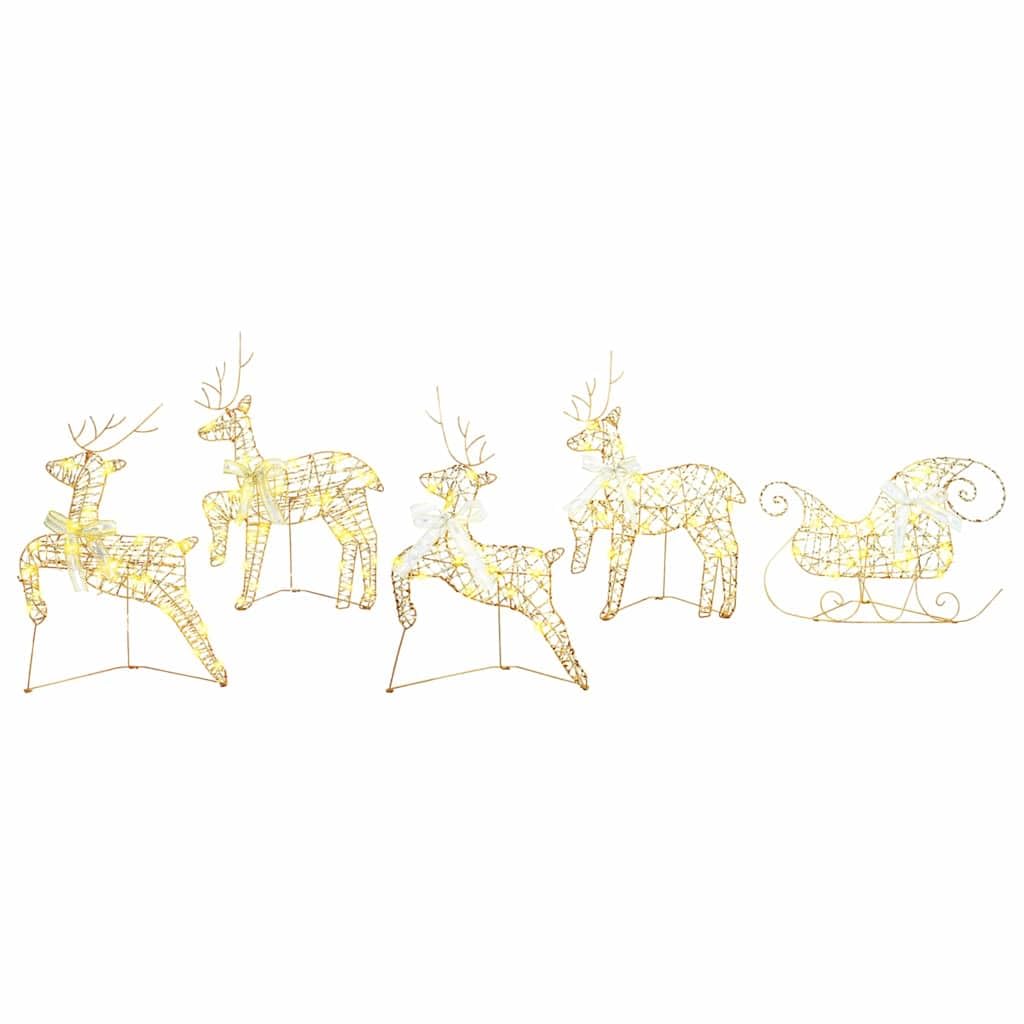 Juego de 5 luces LED doradas, decoración navideña, 40 luces blancas cálidas, alimentación USB, estilo Art Deco elegante para interiores y exteriores