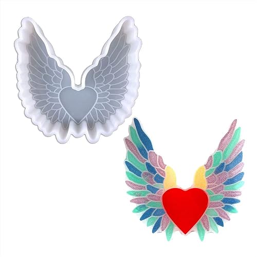 Duawenki Love with Angel Wings - Molde de silicona fresco para hacer jabón cuentas aromáticas de automóvil resina colgante de vela