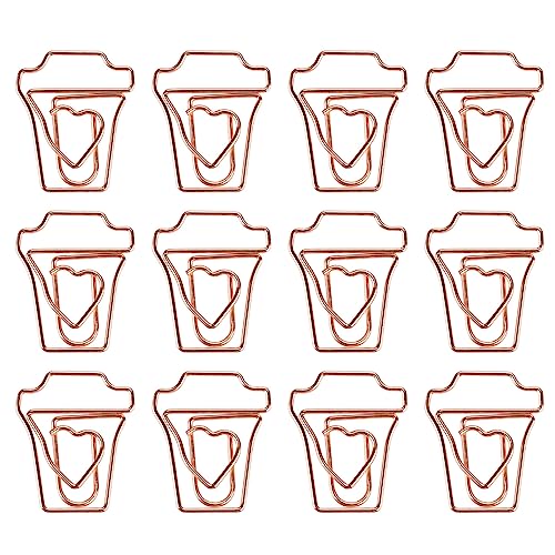 Tbest Materiales Hechos a Mano, 12 Unids/Caja Clips de Papel de Galvanoplastia de Metal de Color Oro Rosa Clamp/Holder de Marcador de Marcadores Divertidos
